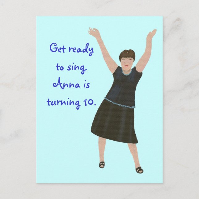 Karaoke birthday party invitations, postcards (Front)
