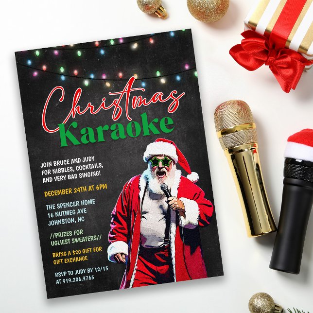 Karaoke Christmas Holiday Party Invitation (Creator Uploaded)