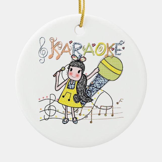 Karaoke Girl Ceramic Ornament (Front)