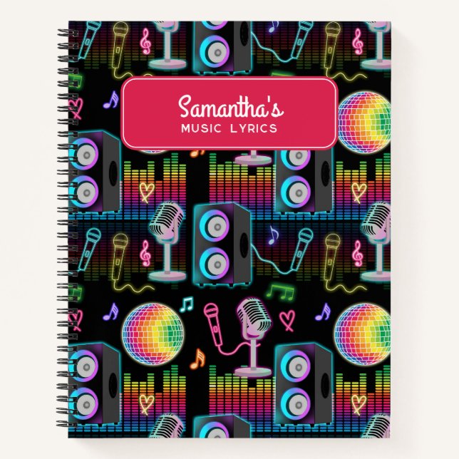 Karaoke Glow Singing Music Lyrics Notebook (Front)
