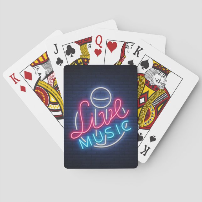 Karaoke Neon Lighting Curved Word  Art Word Text Playing Cards (Back)