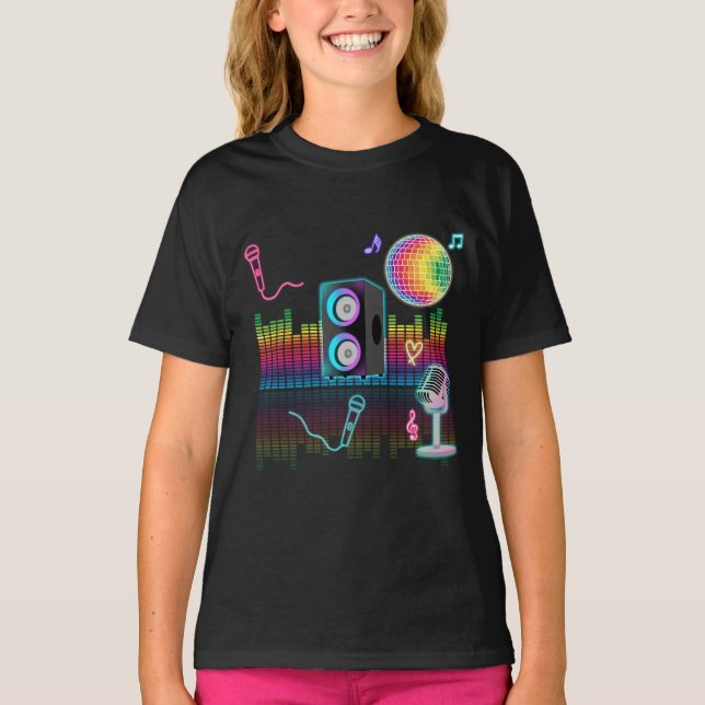 Karaoke Neon Singing Music Party T-Shirt (Front)