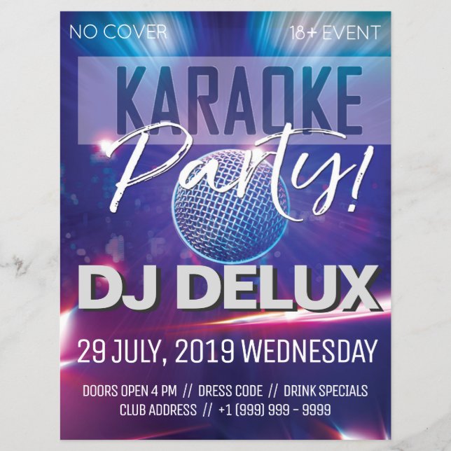 Karaoke Party | DJ |  Club Flyer (Front)