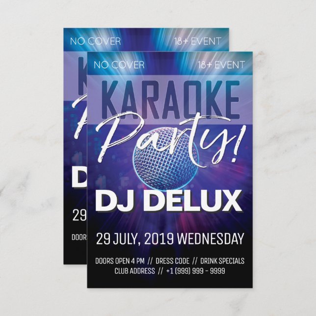 Karaoke Party | DJ | Club Flyer Invitation (Front/Back)