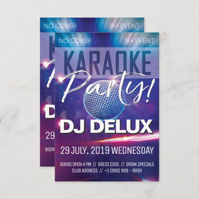 Karaoke Party | DJ | Club Flyer Invitation (Front/Back)