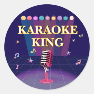 Karaoke party teens birthday classic round sticker