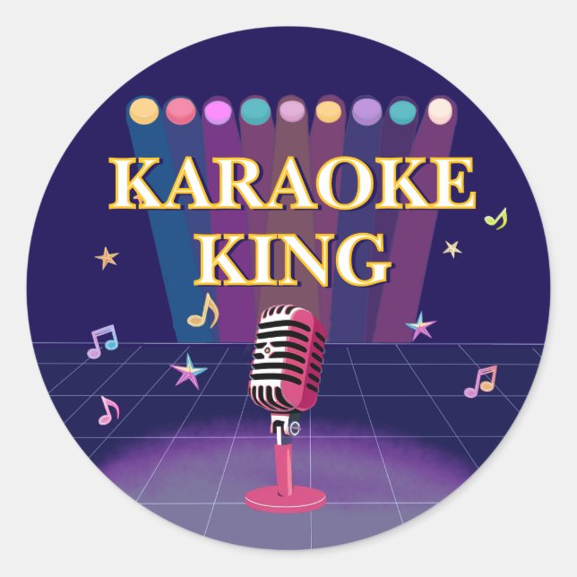 Karaoke party teens birthday classic round sticker (Front)