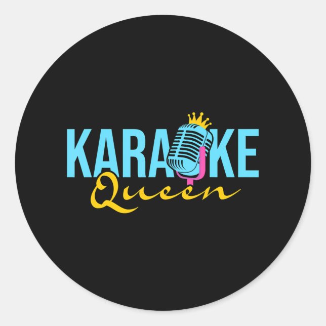 Karaoke Queen Microphone Singing Music Lover Classic Round Sticker (Front)