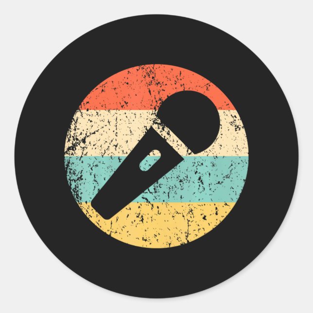 Karaoke Singer Microphone Classic Round Sticker (Front)