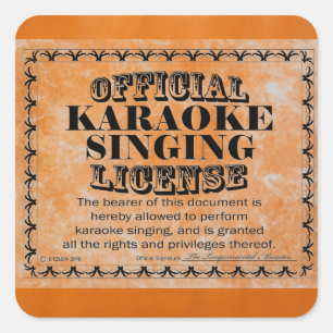 Karaoke Singing License Square Sticker