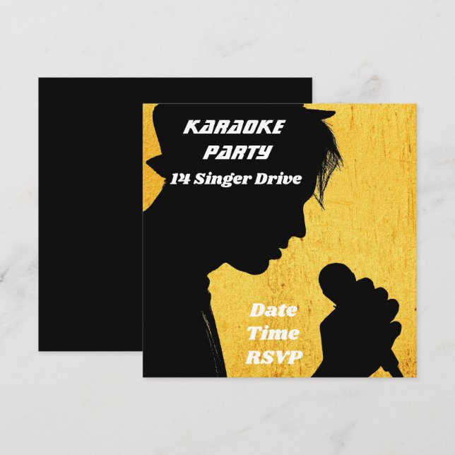 Karaoke singing retro party theme invitation (Front/Back)