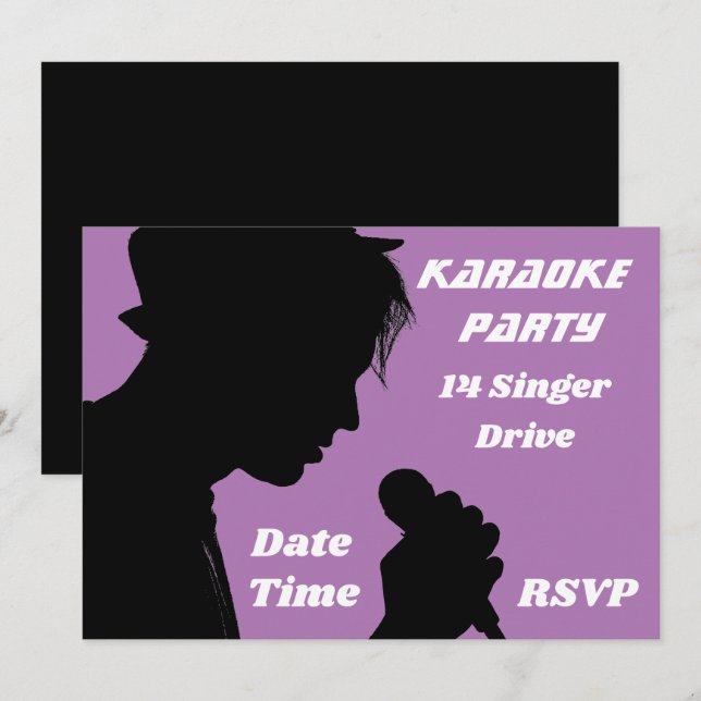 Karaoke singing retro party theme invitation (Front/Back)