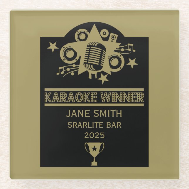 Karaoke Winner Glass Coaster (Front)