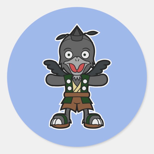Karasu-tengu, the Japanese Crow Warrior Classic Round Sticker (Front)