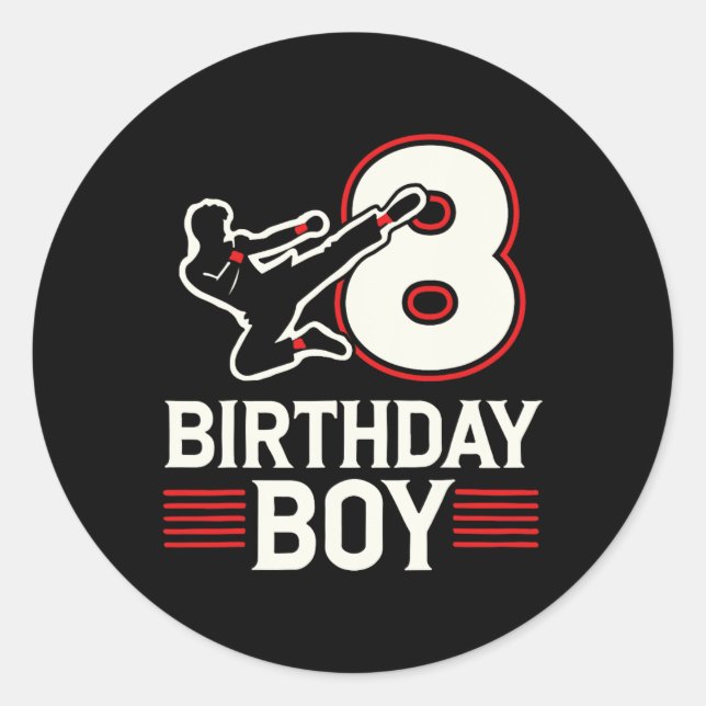 Karate 8 Birthday Boy  Classic Round Sticker (Front)