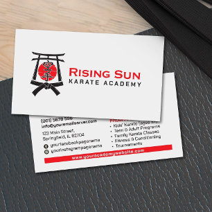 Karate Academy - Torii gate, Sun and Kanji Business Card