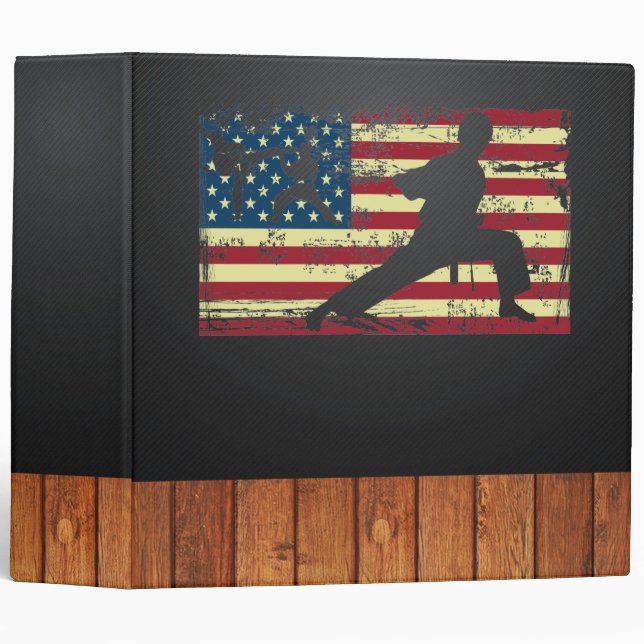 Karate American Flag Martial Arts Binder (Front/Spine)
