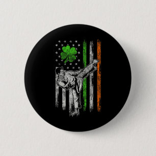 Karate American Irish Flag St Patricks Day Shamroc 2 Inch Round Button