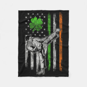Karate American Irish Flag St Patricks Day Shamroc Fleece Blanket