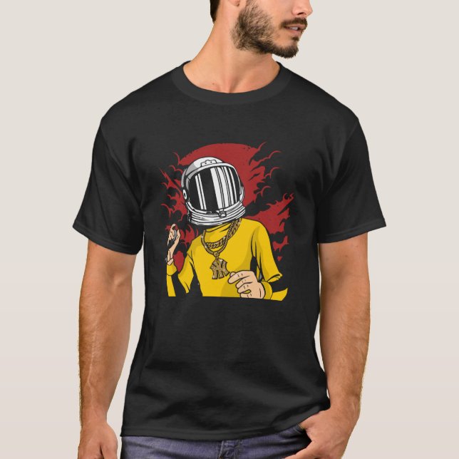 Karate And Kung Fu Astronaut Spaceman Mars Reflect T-Shirt (Front)