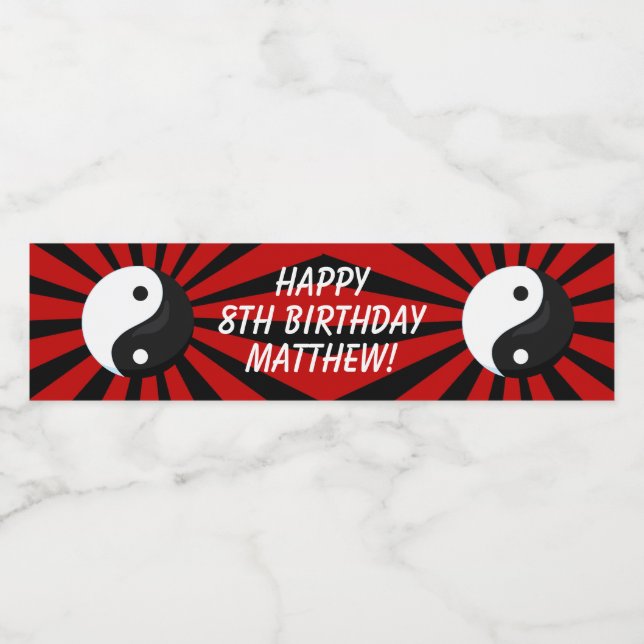 Karate Anniversaire Étiquette de bouteille d'eau (Étiquettes simples)