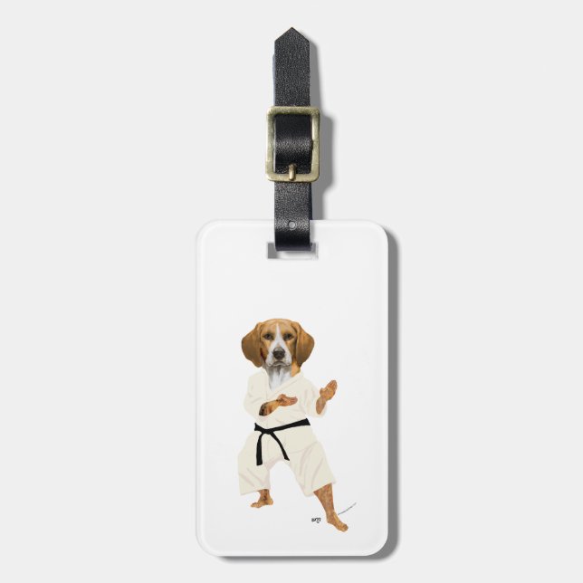 Karate Beagle Luggage Tag (Front Vertical)