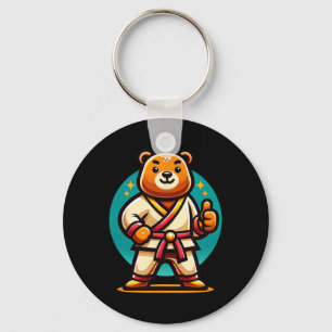 Karate Bear Perfect Pose Thumbs Up  Keychain