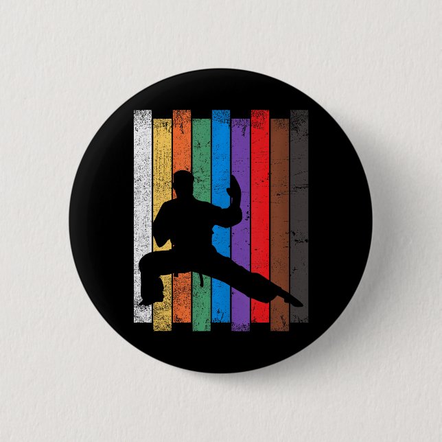 Karate Bel Karate Silhouette Martial Arts 2 Inch Round Button (Front)