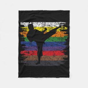 Karate Belt Colors Silhouette Martial Arts Men Boy Fleece Blanket