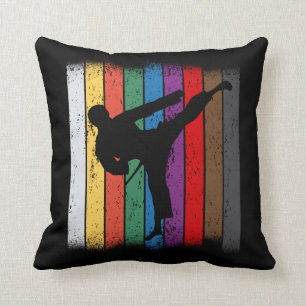 Karate Belt Colors Silhouette Throw Pillow