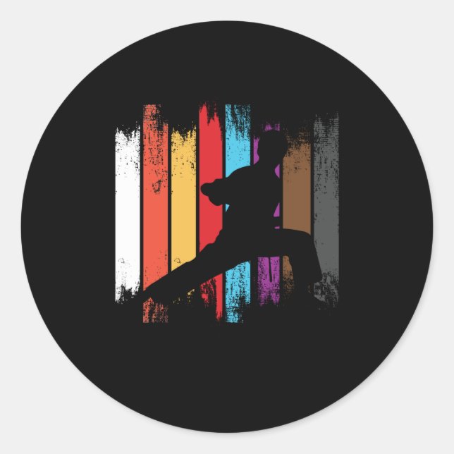 Karate Belt Colours Silhouette Classic Round Sticker (Front)