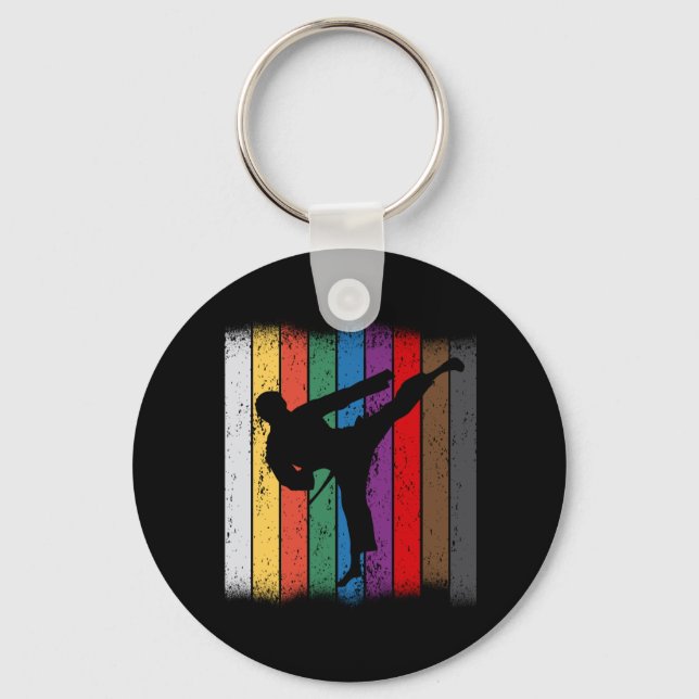 Karate Belt Colours Silhouette Keychain (Front)