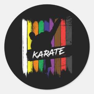 Karate Belt Colours Silhouette Martial Arts Design Classic Round Sticker