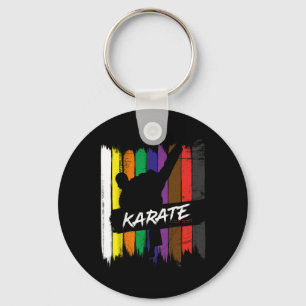 Karate Belt Colours Silhouette Martial Arts Design Keychain