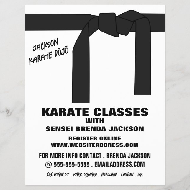 Karate Belt, Karate Class Advertising Flyer (Front)