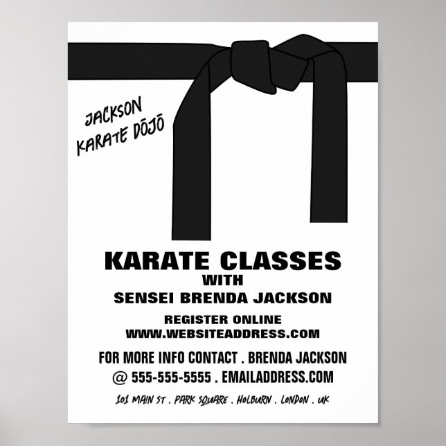 Karate Belt, Karate Class Advertising Poster (Front)