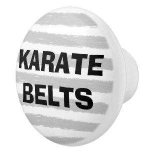 Karate Belts Grey White Watercolor Stripes Ceramic Knob