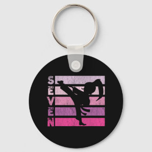 Karate Birthday 7 Year Year Taekwondo Girl 7th Bir Keychain