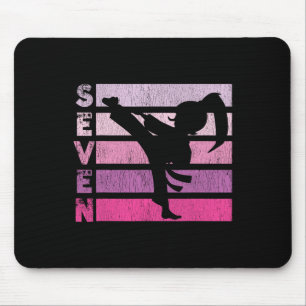 Karate Birthday 7 Year Year Taekwondo Girl 7th Bir Mouse Pad