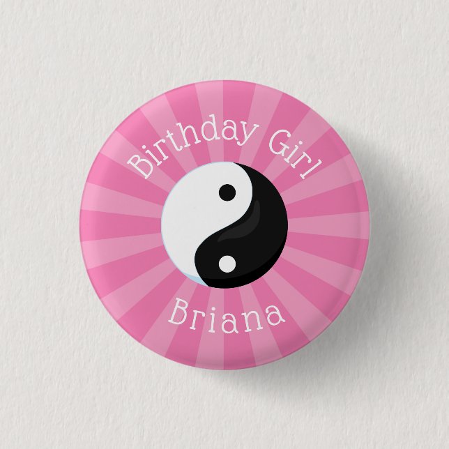 Karate Birthday Party Girl 1 Inch Round Button (Front)