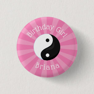 Karate Birthday Party Girl 1 Inch Round Button
