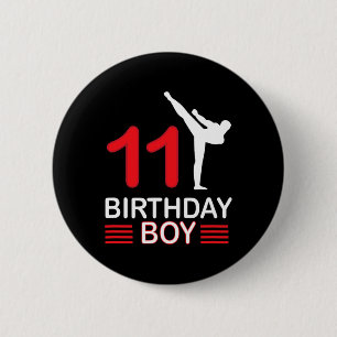 Karate Birthday Tee Boy Gift Kids Taekwondo 3 2 Inch Round Button