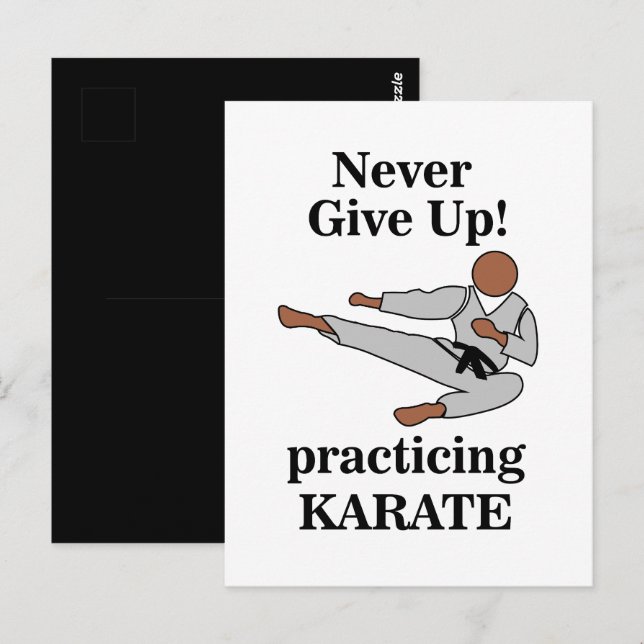 Karate Black Belt Never Give Up Martial Arts  Postcard (Front/Back)