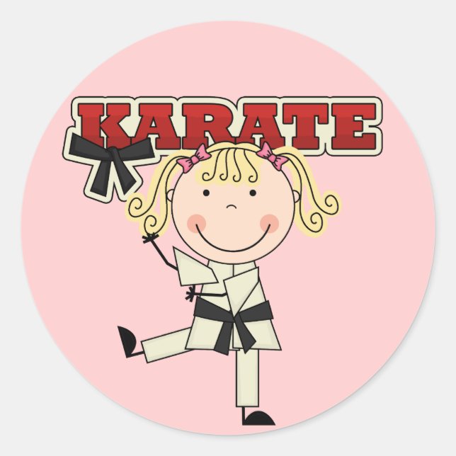 KARATE - Blonde Girl T-shirts and Gifts Classic Round Sticker (Front)