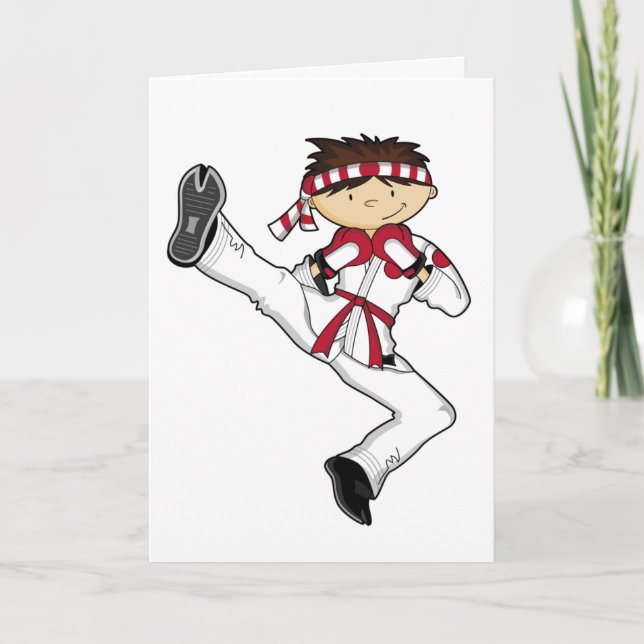 Karate Boy Greeting Card (Front)