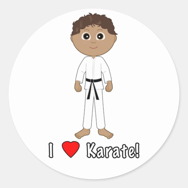 Karate Boy: I Love Karate Classic Round Sticker (Front)