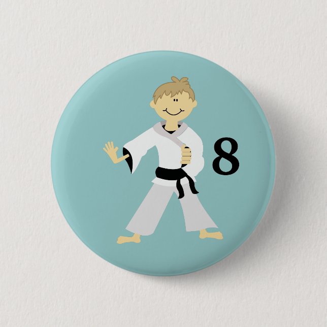 KARATE BOY Personalized Birthday Button (Front)