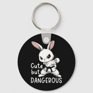Karate Bunny Cute But Dangerous Funny Martial Arts Keychain