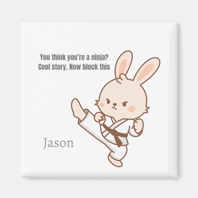 Karate Bunny Magnet  (Front)