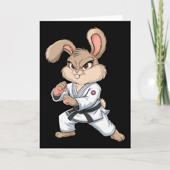 Karate Bunny Martial Arts Rabbit Funny For Kids Bo Card (Front)